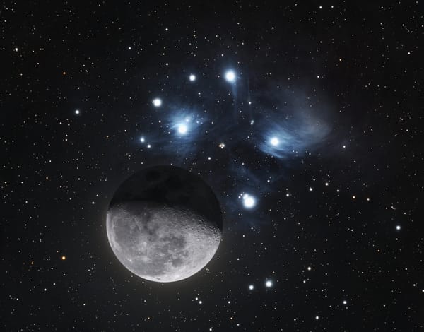 Moon Over Pleiades