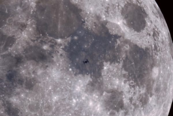 ISS transit across the Moon.
